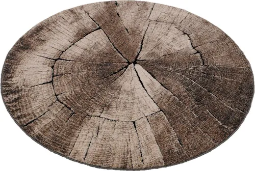 Merinos Teppich Ibiza 605, rund, 120 cm Durchmesser - Flachgewebe-Teppich mit Hoch-Tief-Effekt und Baum-Motiv, pflegeleicht und schmutzabweisend, ideal für Wohnzimmer und Fußbodenheizung geeignet.