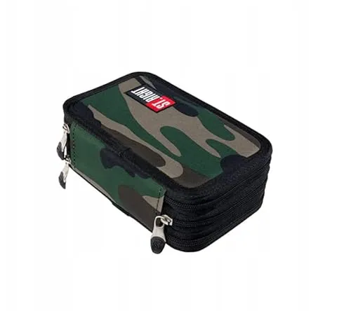 Goldkids St. Right XXL Federtasche Federmappe Federmäppchen 46-teilig gefüllte Schüleretui 3-stöckig 19 x 13 x 7 cm inkl. Füller und leuchtender Anhänger Military Moro