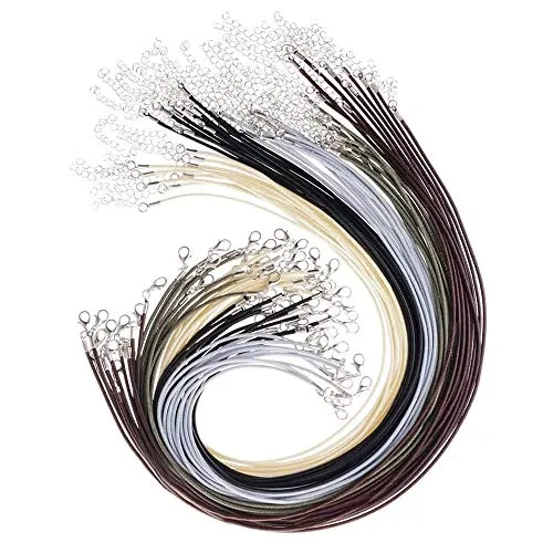 Stück Lederkette Ohne Anhänger Lederband Kette ist aus Hochwertigem Wachs-Baumwollfaden Gefertigt,XCOZU Halskette Schnur mit Karabinerverschluss und Kette für DIY Schmuckband Herstellung(2mm) 50