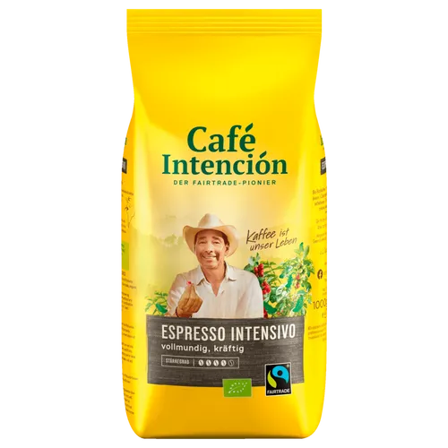 Café Intención Kaffeebohnen Ecologico Espresso (1 kg) - Kaffee – Schonend langzeitgeröstet für intensives Aroma und dichte Crema, ideal für Kaffeeliebhaber und Fairtrade-Fans.
