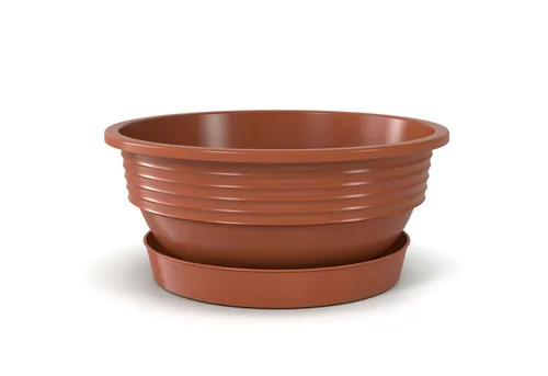 Plastard Pflanzschale Pflanzschalen mit Untersetzer Otto 5er Set Terrakotta Ø 25 cm (Set, 5 St., Pflanzschale mit Untersetzer), UV-beständig, witterungsbeständig, Optionale Drainagelöcher