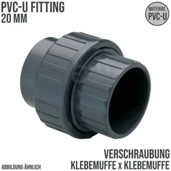 mm PVC Klebe Fitting Verschraubung 2-fach Muffe Verbinder - PN 16 bar 20