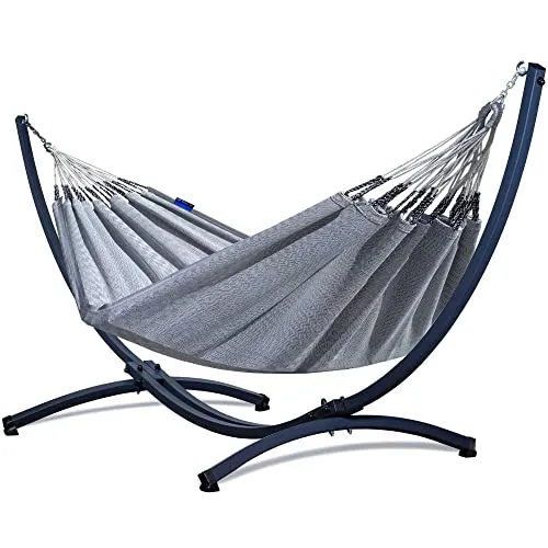 Potenza Outdoor Hängematte mit Gestell für 2 Personen – Medelin, 100% Baumwolle, wetterfest