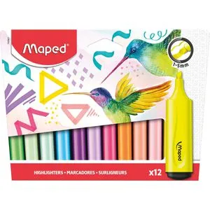 Maped Textmarker Fluo Peps, 12 Stück, Strichbreite 1 - 5mm, farbig sortiert
