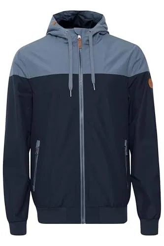 b BLEND Melon Herren Übergangsjacke in Dress Blues (Größe XL) - Leichte Übergangsjacke mit Kapuze und modernem Colorblock Design. Ideal für den Alltag, vielseitig kombinierbar und mit praktischen Taschen ausgestattet. Ein Must-Have für jeden Kleiderschrank!