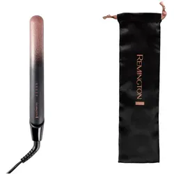 Russell Hobbs Haarglätter Haarglätter, Schwarz, Roségold, Kunststoff, 3x9x31.5 cm, Grüner Punkt, LED-Temperaturanzeige, Keramikbeschichtung, Freizeit, Wellness, Körperpflege, Kosmetik