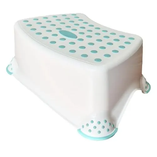 KiNDERWELT Premium Tritthocker für Kinder und Babys, weiß, Tritthocker Stufe für Kleinkinder ab 18 Monaten, abwischbar, rutschfest und BPA-frei