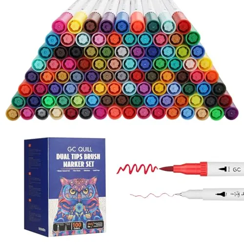 GC QUILL 100 Farben Filzstifte Doppelseitig