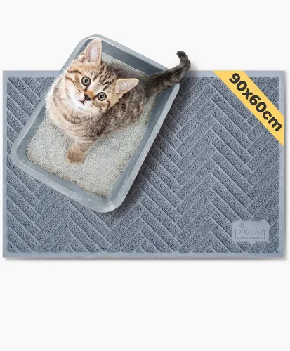 Piupet Antirutschmatte Katzenstreu Matte I Katzenmatte Katzenklo I XXL I 90cm x 60cm, Anti-Rutsch-Beschichtung, feucht abwischbar, wasserabweisend