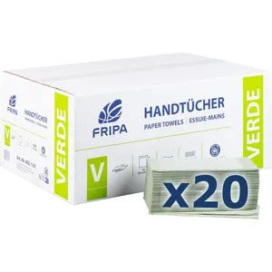 Fripa Papierhandtücher 5000 Blatt grün, 25x23 cm - Papierhandtücher für optimale Hygiene im öffentlichen Bereich, 1-lagig mit Zick-Zack Falzung, vielseitig einsetzbar als Putztuch oder Küchenrolle.