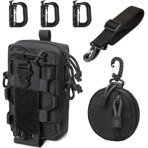MUCHER Molle Tasche Taktisch Umhängetasche Molle Flaschen Halter Haltbares Multifunktional Gürtel Taschen mit Schultergurt und 3 Haken für Outdoor Wandern Jagdcamping Training (Schwarz)