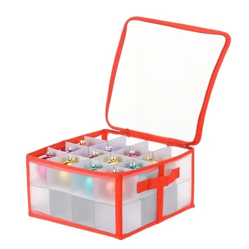 Spetebo Aufbewahrungsbox für Christbaumkugeln - für 32 Kugeln - Sortierbox Kiste für Weihnachtsschmuck faltbar