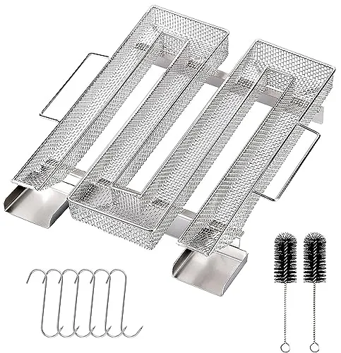 UQTUKO Kaltrauchgenerator mit Henkel, Edelstahl Kaltraucherzeuger mit Haken und Reinigungsbürste Sparbrand Kaltraucherzeuger Cold Smoke Generator für Grills, BBQ, Smoker, Mehrweg, 22,5x21x4cm