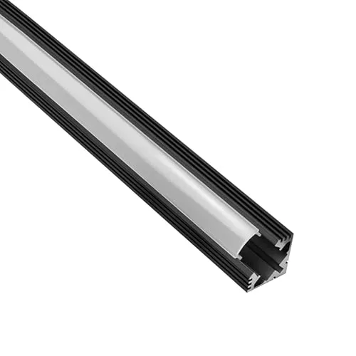 tktrading24 A19 LED Profil Schwarz mit Abdeckung - Premium Eckprofil 90° - 1m opal