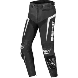 Berik Misle Motorrad Lederhose, schwarz-weiss, Größe 58 für Männer - Motorradhosen aus 1.1-1.3mm Premium Rindsleder, mit Flexibilität und Komfort durch Super-Tense-tex-Stretchmaterial, plus Protektoren für Sicherheit.