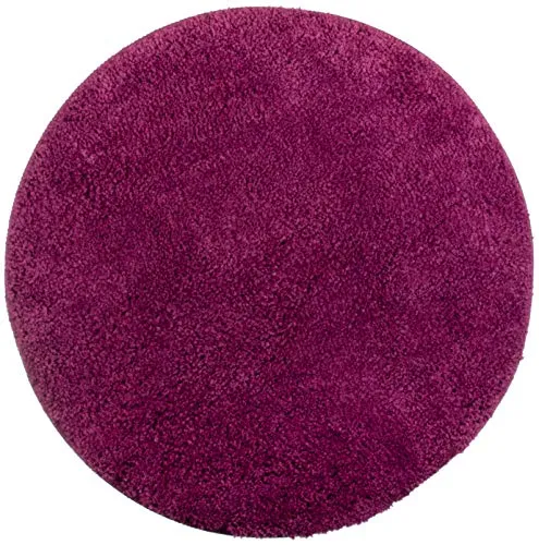 Brandsseller Badezimmerteppich Ø 60 cm Badvorleger Badematte Badteppich rund Chenille rutschfest saugstark maschinenwaschbar - Beere