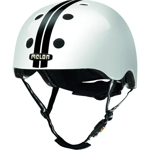 Melon Fahrradhelm Straight Black White - Leichter Cityhelm mit Magnetverschluss, größenverstellbar und über 50 Designs. Ideal für BMX, Mountainbike und mehr, mit abwaschbaren Polstern und sicherem Ventilationssystem.