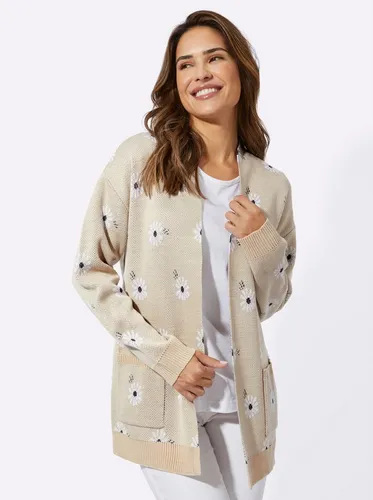 Sieh an! Strickjacke Long-Strickjacke Langarm Jacquard