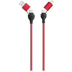 2GO 797370 USB Kabel 1,2 m USB A/USB C USB C/Lightning Schwarz, Rot