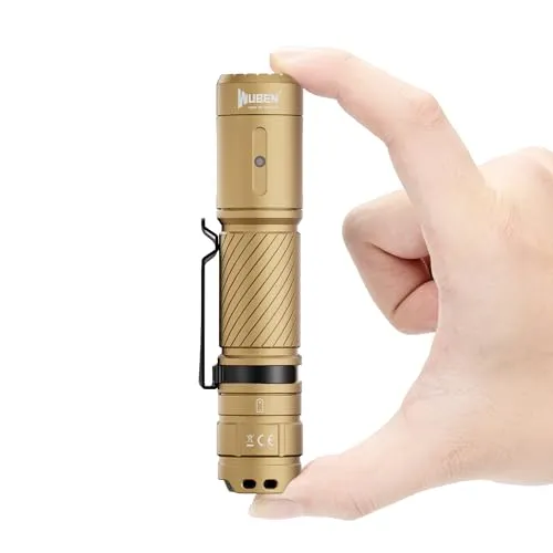 WUBEN C3 LED Taschenlampe Aufladbar, Extrem Hell 1200 Lumen Mini Torch mit 6 Lichtmodi Taschenlampe Klein, Wasserdichte Taktische Flashlight für Camping, Wandern, Outdoor, Notfäll (Khaki)