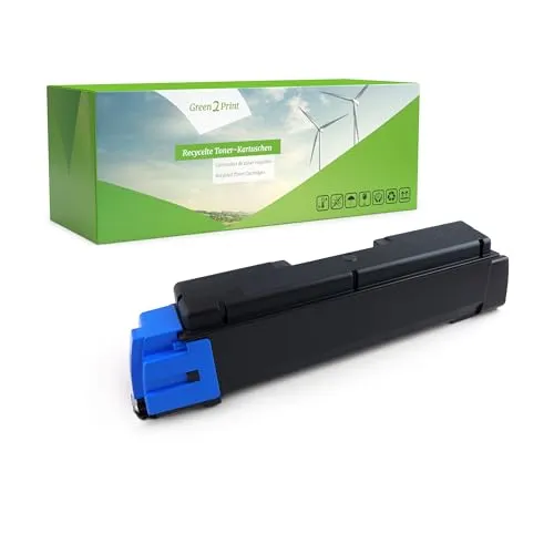 Green2Print Toner Cyan 5000 Seiten für Kyocera TK-590C - Umweltfreundlicher Recycling Toner in cyan, geeignet für Kyocera Drucker mit einer Ergiebigkeit von 5000 Seiten. Ideal für nachhaltiges Drucken im Büro.