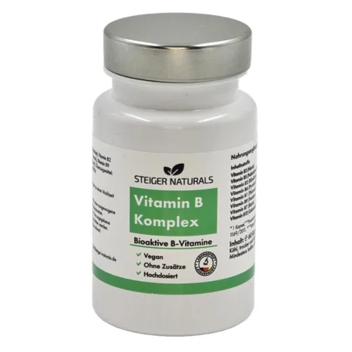 Vitamin B Komplex VEGAN 60 Kapseln - Vitamine & Mineralien, höchste Bioverfügbarkeit für optimalen Energiestoffwechsel, laktosefrei und vegan, ideal für jeden Tag.
