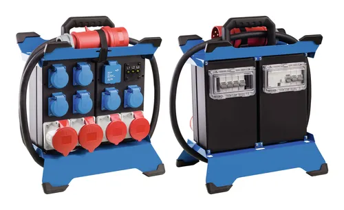 as-Schwabe CEE-Stromverteiler Stecky Duo 3 - Mobiler 4-fach Verteiler mit IP44 Spritzwasserschutz, ideal für Außenanwendungen und sichere Stromverteilung