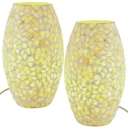Marrakesch Nachttischlampe 2er Set Tiaga -2- - Nachttischleuchten im Boho-Stil, handgefertigt aus Glas-Mosaik, schaffen eine warme, entspannende Atmosphäre und sind perfekte Geschenke für jeden Anlass.