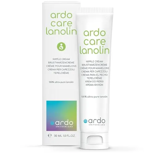 Ardo Care Lanolin Brustwarzensalbe 30ml, beruhigt schützt & pflegt deine Brustwarzen beim Stillen, ultra-reines Lanolin aus Wollfett Wollwachs (Nippelcreme Still-Salbe Nipple Cream Balm Brust Stillen)
