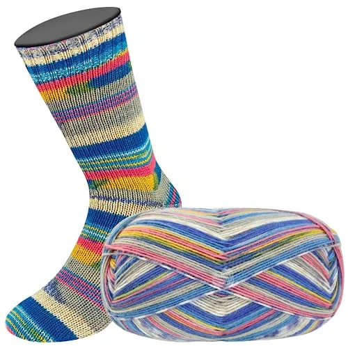 Produktbild LANA GROSSA Meilenweit Arte | Sockenklassiker, bedruckt und waschmaschinenfest | Handstrickgarn aus 80% Schurwolle & 20% Polyamid | 100g Wolle zum Stricken & Häkeln | 420m Garn FB 6805