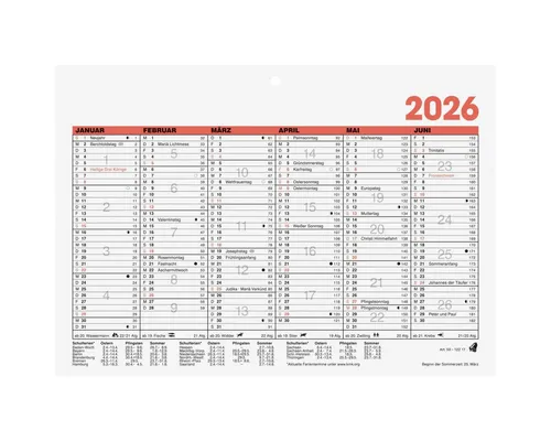 GLOCKEN Terminplaner Tafelkalender 21x14,8cm 6 Monate/Seite Kalendarium 2026