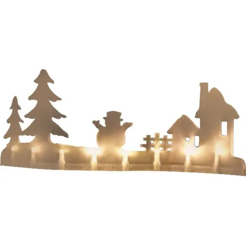 Lichtdekoration, 8 LEDs, Kerzenständer mit Schneemann, batteriebetrieben
