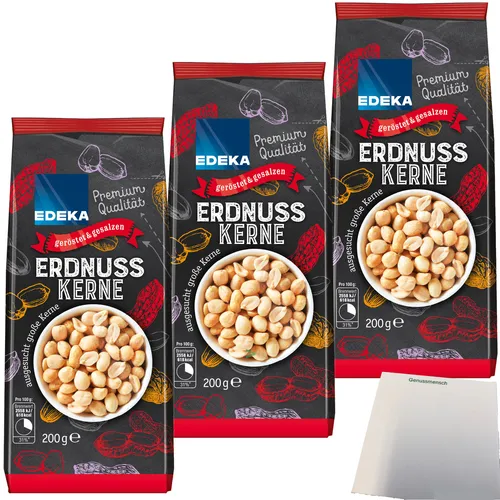 Edeka Erdnusskerne Erdnüsse geröstet und gesalzen 3er Pack 3x200g Packung usy