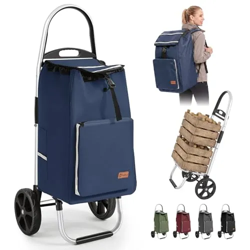 Sekey 4-in-1 Einkaufstrolley – Klappbar mit Rucksack und Kühltasche