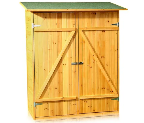Feel2Home Geräteschrank XXL aus Holz - Geräteschuppen aus witterungsbeständigem Holz mit integriertem Regal für optimalen Stauraum und einfache Montage – ideal für Ordnung im Garten.