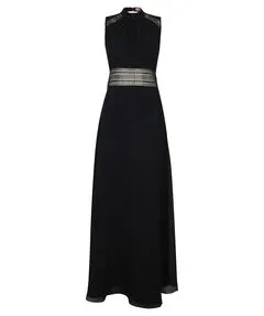 Vera Mont Damen Abendkleid rückenfrei Night Sky, 40 - Cocktailkleid für Damen aus nachhaltigem Recycled Polyester, mit transparenten Spitzenbändern und elegantem Stehkragen für einen besonderen Look.