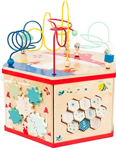 small foot Motorikwürfel XL Move it - Motorikspielzeug aus FSC-zertifiziertem Holz mit sieben Spielflächen zur Förderung von Logik und Motorik. Ideal für Kinder ab 12 Monaten, sorgt für vielfältigen Spielspaß!