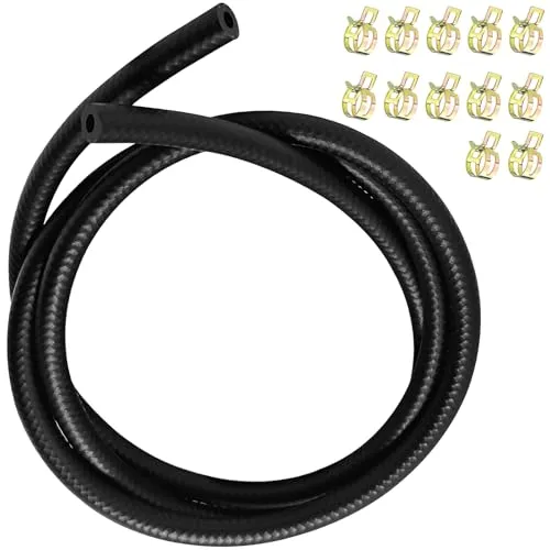 Gentpovth 2 Meter Benzinschlauch Set, Kraftstoffleitung Kit Ø 6 mm mit 12 Benzinschlauch Schellen, Ölschlauch Dieselschlauch Kraftstoffleitung, für Auto, Motorrad, Traktoren oder kleine Motoren