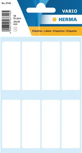 HERMA 3749 Vielzweck-Etiketten - 56 Stück, 20 x 50 mm, selbstklebend für Haushalt und Büro, umweltschonend und ideal zum Kennzeichnen und Organisieren