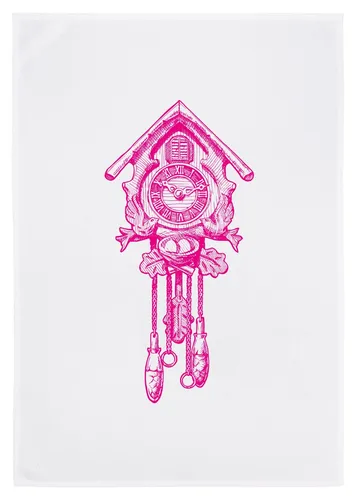 Geschirrtuch 17;30 Hamburg 100% Baumwolle Kuckucksuhr Uhr Schwarzwald  50x70cm