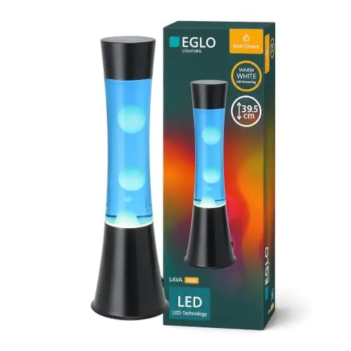 Eglo Tischlampe Lava Schwarz Blau Weiß Ø 10,9 cm