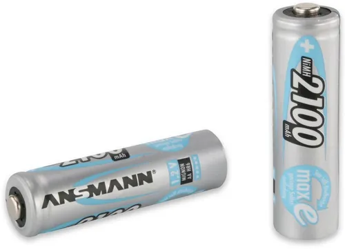 ANSMANN AG Akku AA Mignon 2100mAh 1,2V - 2 Stück, aufladbare maxE Batterien - Standard-Akkus mit geringer Selbstentladung, ideal für stromintensive Geräte. Hohe Kapazität und bis zu 1500x wiederaufladbar – umweltfreundlich und kostensparend!