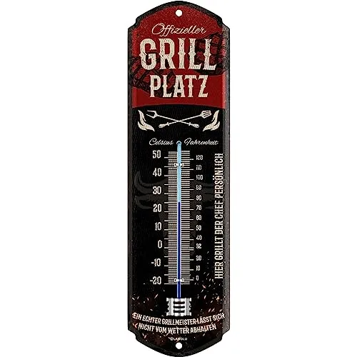 Produktbild LANOLU Retro Blechschild GRILLPLATZ THERMOMETER