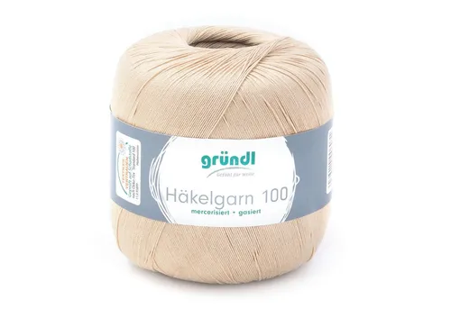 Gründl Häkelgarn 100, Baumwolle dünn zum Häkeln Handarbeiten DIY, 100g Häkelwolle, 566,00 m (Baumwollgarn, Filethäkelgarn), 60° waschbar