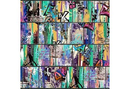 Produktbild zaunzu Sichtschutzstreifen Streetart 2,5m x 2,0m – Beidseitig bedruckt für Doppelstabgitter