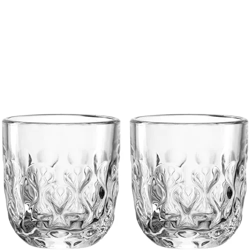 LEONARDO HOME GOCCE Espressoglas • 2 Stück • 60 ml • 2 Espressotassen • Espressoglas für Siebträger • Spülmaschinengeeignet • Tropfenstruktur • Transparent • Klares Design • 055180