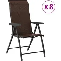 Furnicato Klappbare Gartenstühle 8er Set in Braun aus Poly Rattan - Elegantes 8er Set klappbarer Gartenstühle aus robustem Poly Rattan. Ideal für Garten und Terrasse, mit höhenverstellbarer Sitzfläche für individuellen Komfort. Praktisches Klappdesign für einfache Lagerung.
