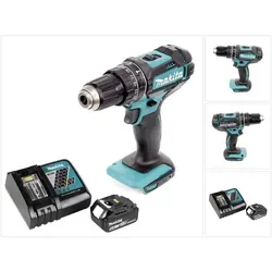 Makita DHP 482 RG1 Schlagbohrschrauber 18 V - Akkuschrauber mit 62 Nm Drehmoment, ideal für anspruchsvolle Bohr- und Schraubanwendungen. Inklusive 6,0 Ah Akku und Ladegerät für langanhaltende Leistung.