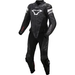 Macna Tracktix Damen 2-Teiler Motorrad Lederkombi, schwarz-weiss, Größe 44 - Motorradkombis aus geprägtem Rindsleder mit dynamischen Stretcheinsätzen und weitenverstellbarer Taille für optimalen Komfort und Sicherheit beim Fahren.