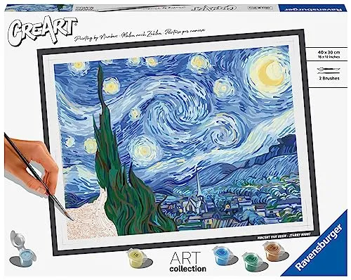 Ravensburger CreArt Collection - Starry Night (Van Gogh) Malset - Kunstmotiv von Van Gogh, ideal für kreative Malstunden und zur Förderung der künstlerischen Fähigkeiten.